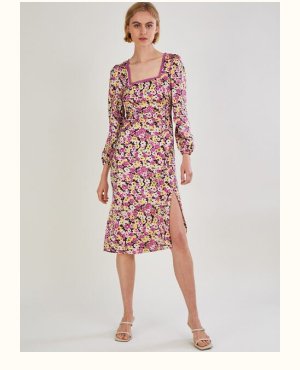 Daria long sleeve midi dress with recycled polyester pink