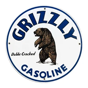 NOS Grizzly Gasoline Porcelain Pump Plate Sign TAC 9.75