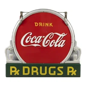 Drink Coca-Cola Drugs Rx DS Porcelain ID Sign TAC 9C