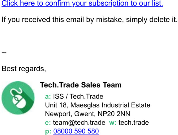 Tech.Trade. Subscription activation message.