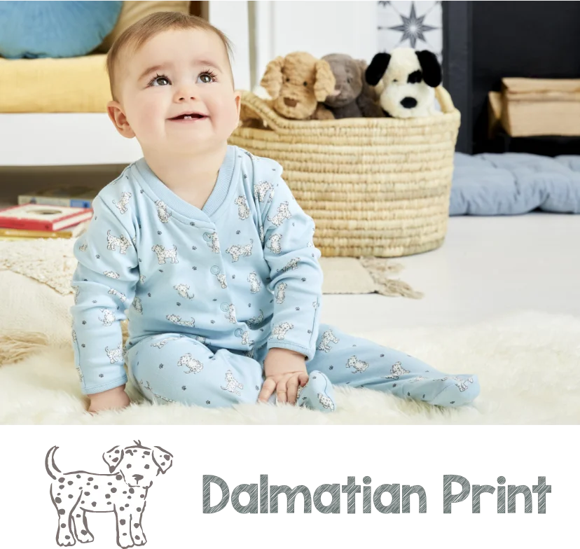 Duck Egg Dalmatian Print Sleepsuit