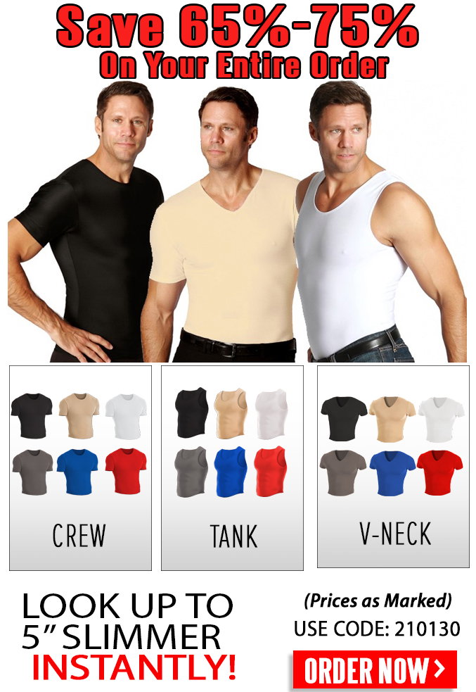 Instaslim Compression Mens Slimming Crew Neck Under Shirt All Sizes Insta  Slim