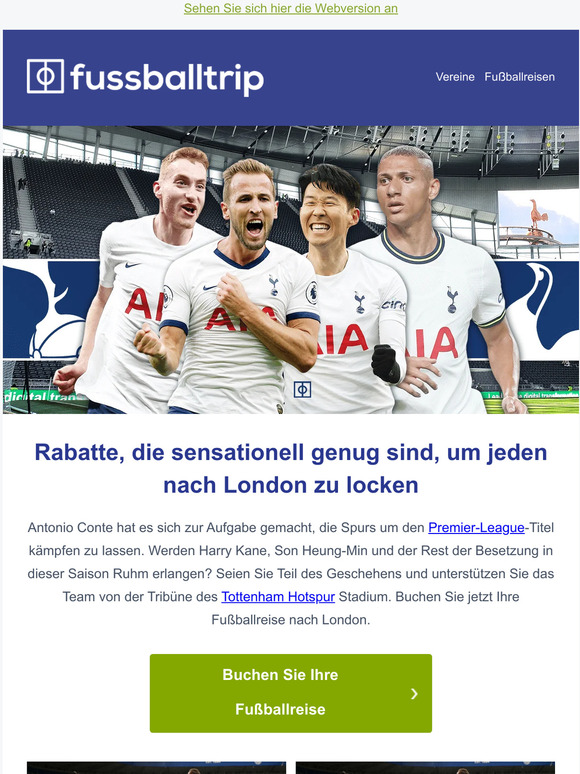 Neue Angebote für Fußballreisen zu Tottenham Hotspur.