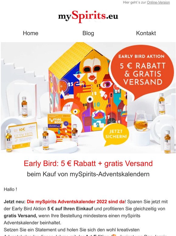 Early Bird Aktion: 5 € Rabatt + gratis Versand