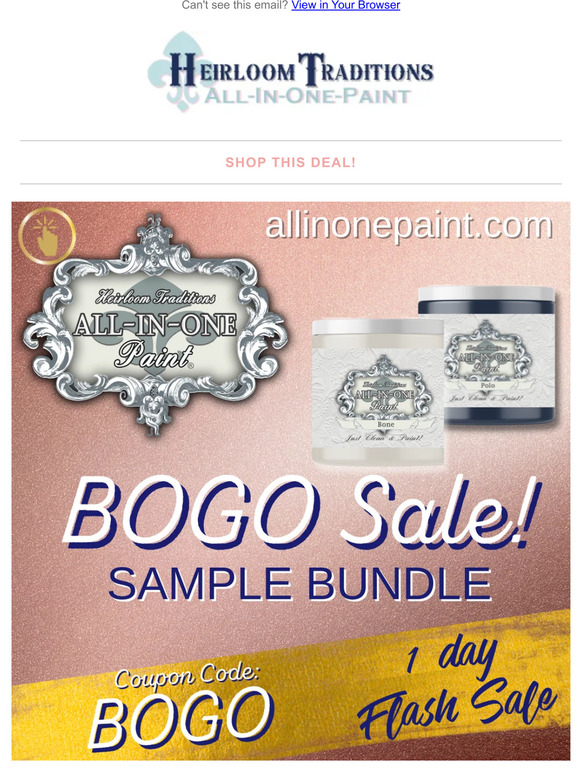 Heirloom Traditions Paint (US) BOGO Samples of ALLINONE Paint! Milled