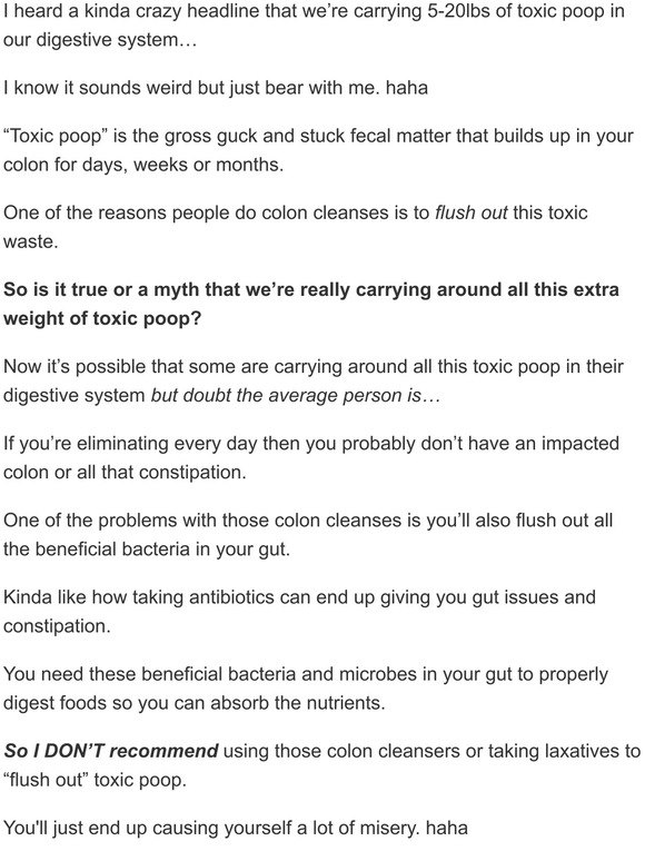 The Flat Belly Formula: Toxic poop | Milled