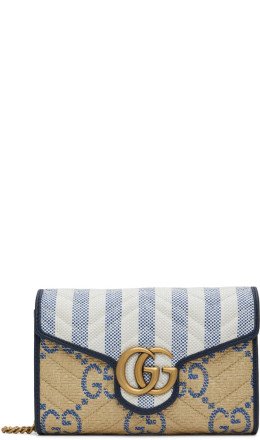Blue & Beige Mini GG Marmont Bag - 
