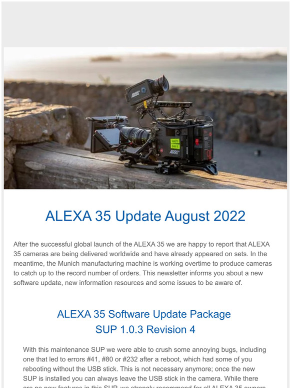 Arri Alexa 35 Workflows Further Updates Milled Arri Alexa 35 Workflows Further Updates Milled