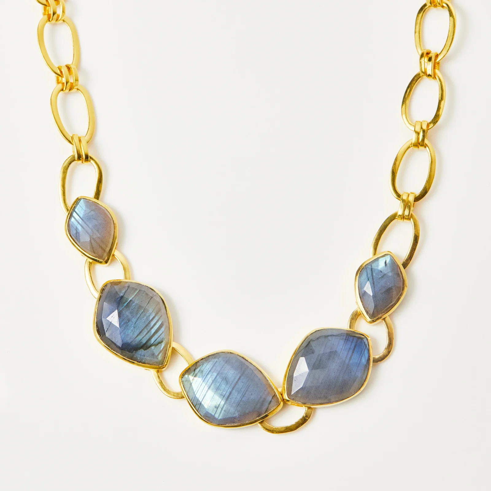 Image of Chunky Statement Labradorite Necklace In 14k Gold Plating