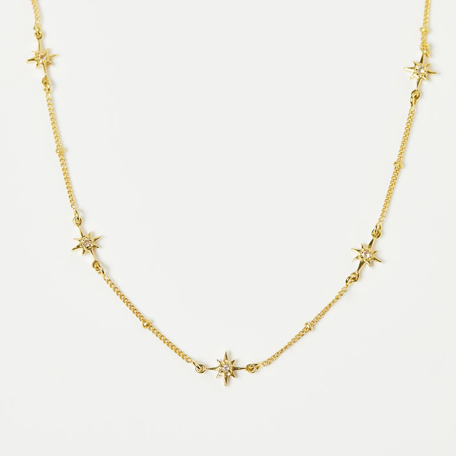 Image of Dainty White Topaz Star Chain In Gold Vermeil