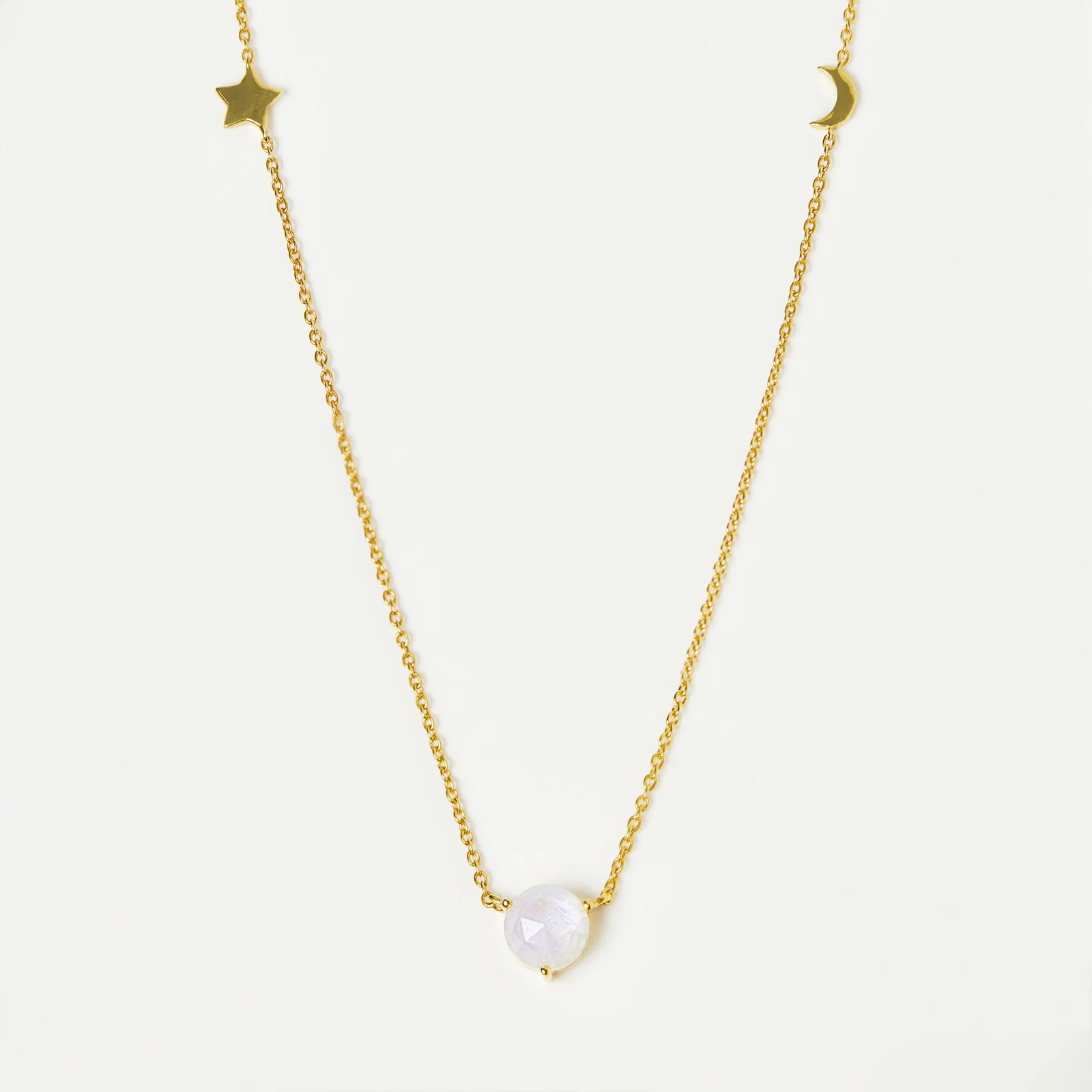 Image of Dream Catcher Necklace with Rainbow Moonstone In Gold Vermeil