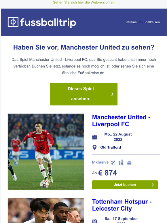 Jetzt immer noch verfügabr: Manchester United - Liverpool FC