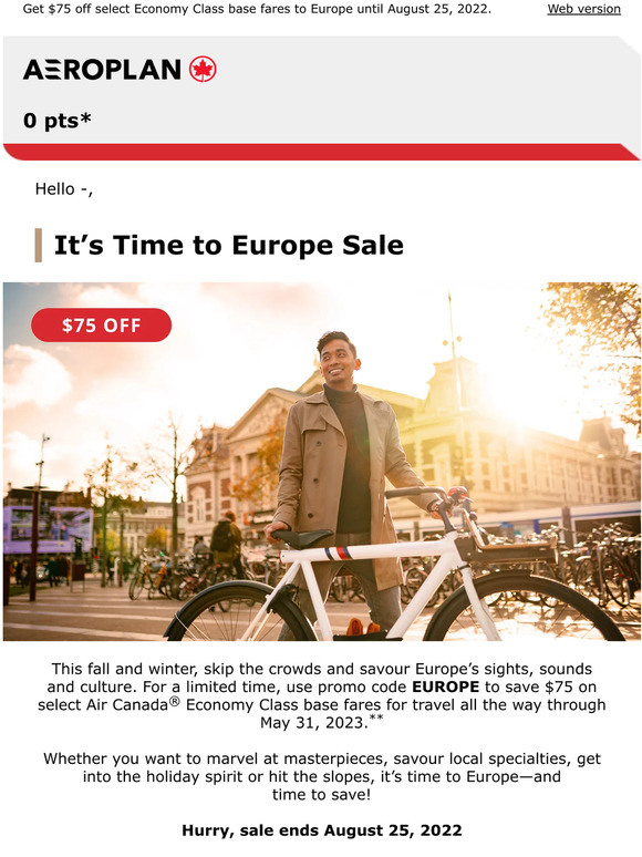 Air Canada The Air Canada Europe Sale has landed Milled