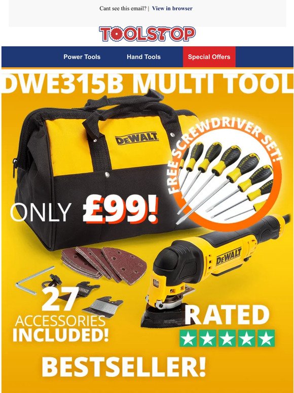 £99 Dewalt Multi Tool with FREE Screwdriver Set & Accessories!