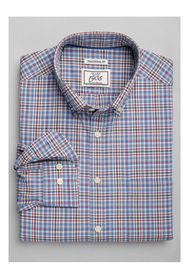 1905 Collection Traditional Fit Button-Down Collar Multi Plaid Sportshirt
