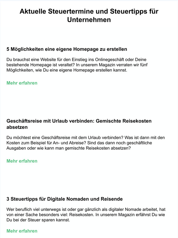 Die aktuellen Steuertermine für August und viele weitere Tipps zur Gründung und zum Erfolg Deines Unternehmens.