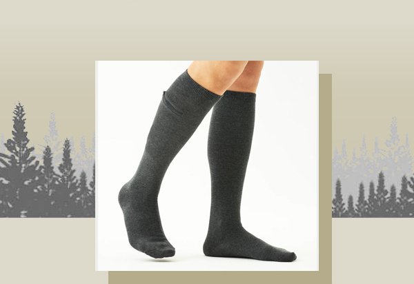Unisex Knee High-Length Bamboo Zipper Pocket Travel Socks