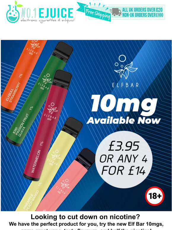 No.1 Ejuice Elf Bar 10mg Now Available! Milled