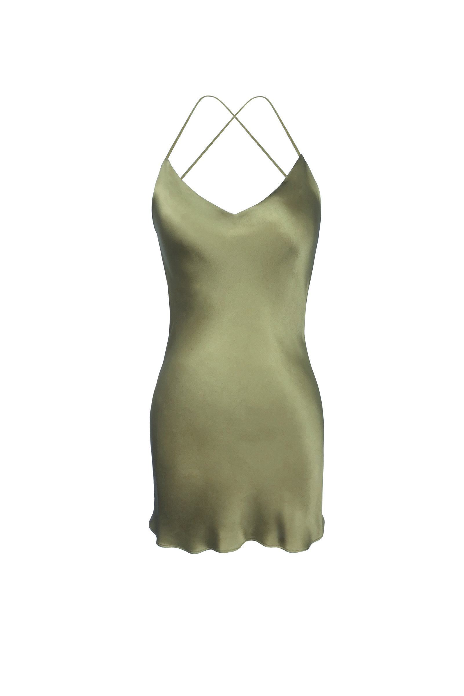 Dropper Silk Slip Dress Sage - KESNYC.COM