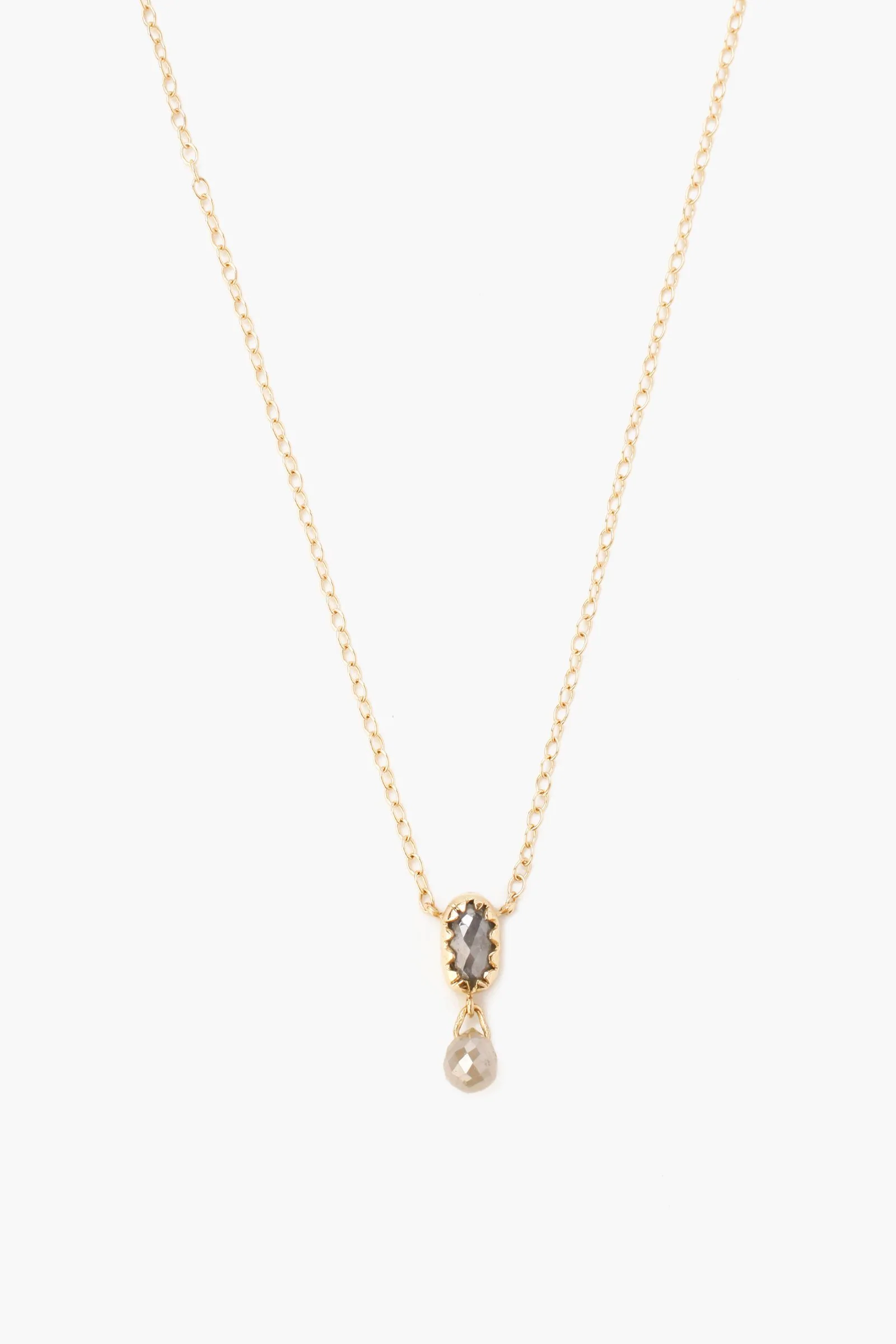 Image of 14k Serrated Bezel Diamond Necklace