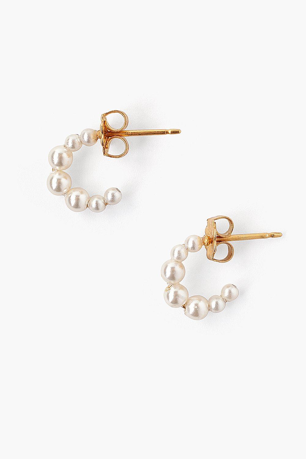 Image of Petite Cream Pearl Holly Hoop Earrings