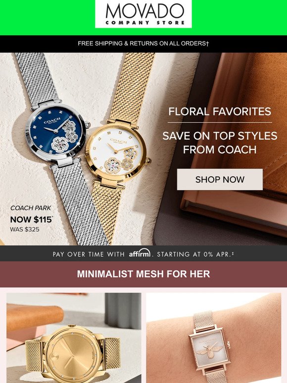 Movado Company Store: Deal Alert: Coach Park now $115 | Milled