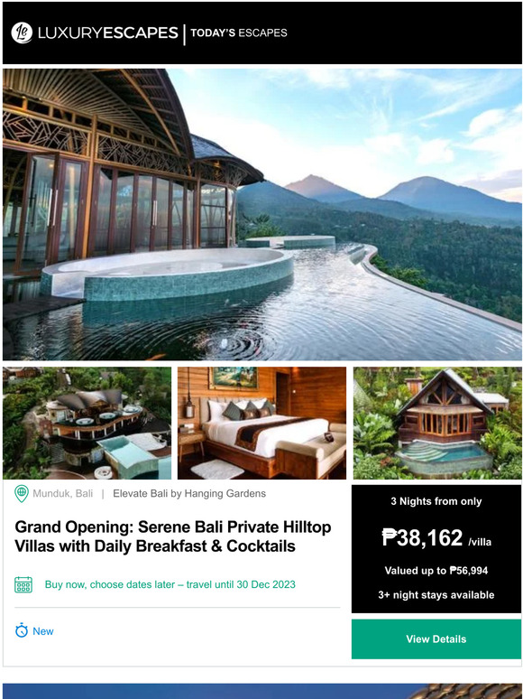 Luxury Escapes Uk Grand Opening Bali Hilltop Villas By Hanging Gardens Bangkok Shangri La