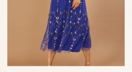 Yennefer embroidered midi dress blue