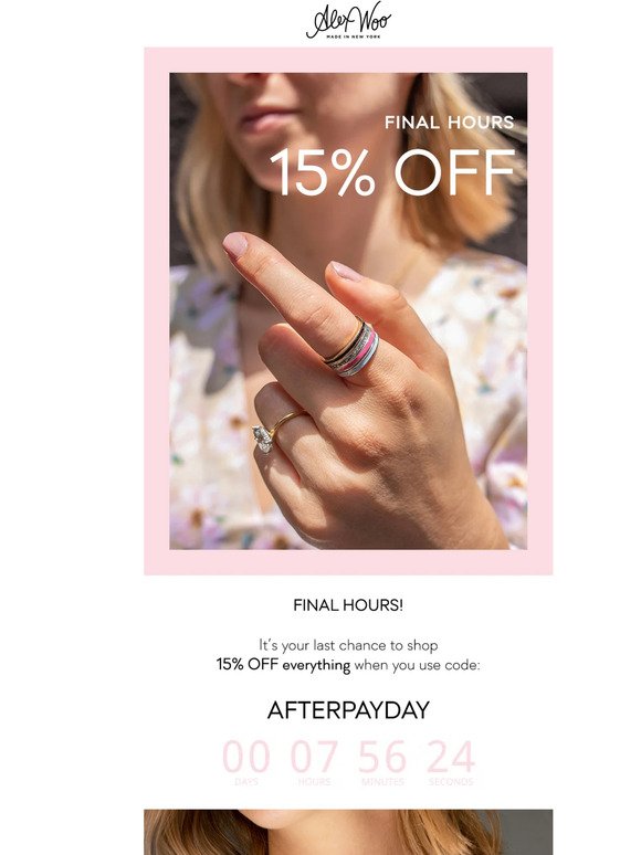 Final Hours: 15% OFF