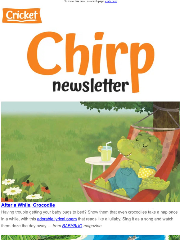 Chirp: After a While Crocodile, Pig Paradise, Pony Peninsula, & More!