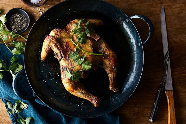 Roasted Butterflied Chicken with Cardamom and Yogurt