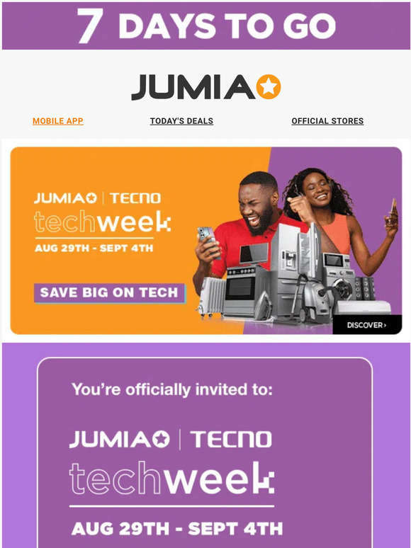 Jumia Nigeria 2 7 Days to the Jumia Tech Week. Here's your exclusive