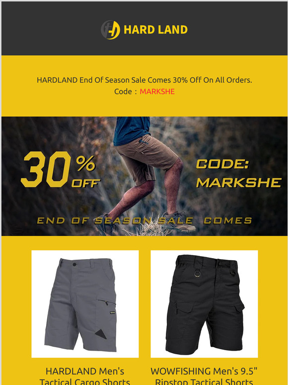 HARDLAND End Of Season Sale Comes 30% Off On All Orders