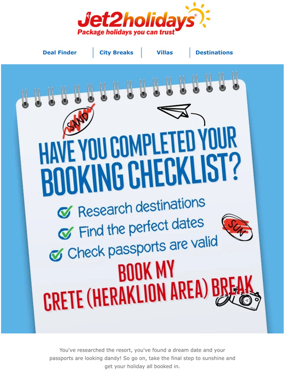 Jet2holidays: Have you completed your booking checklist?  Milled