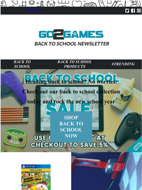 Shop Back To School Now – Go2Games Back To School Newsletter