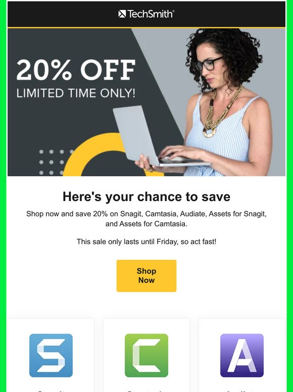 20% Off Snagit, Camtasia, & More: This Week Only!