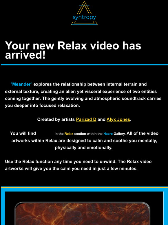Don't miss the new Relax video in Syntropy!