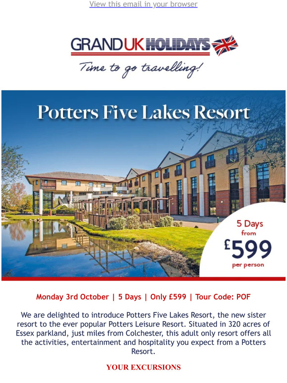 Grand UK Holidays Potters Five Lakes Resort Milled