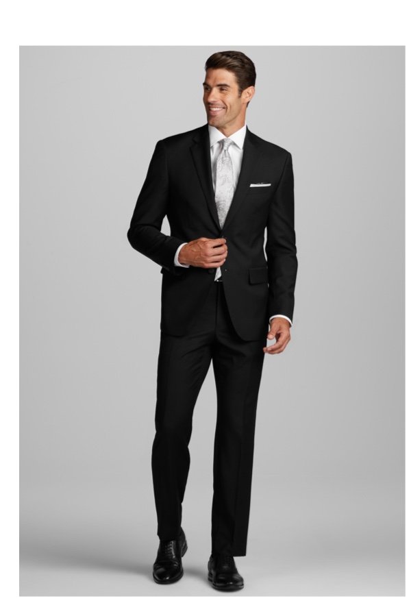 Jos. A. Bank Tailored Fit Solid Wool Black Suit