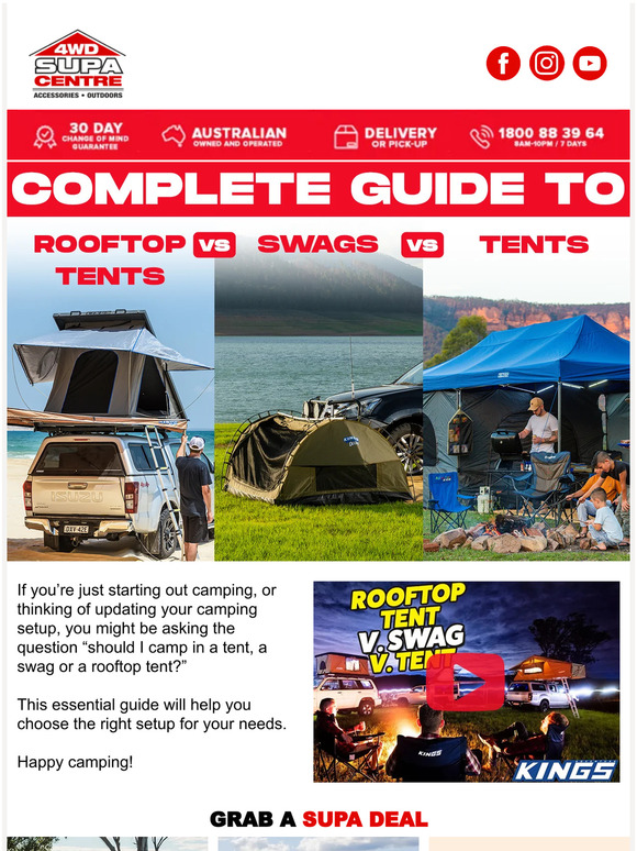 4WD Supacentre Hmmm…Roof Top Tent Vs Swag Vs Tent 🤔 Milled