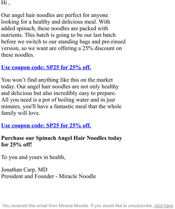 Miracle Noodle Love your veggies? Then you’re going to love our angel