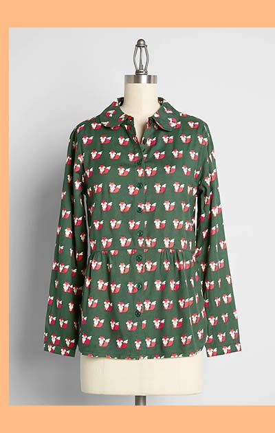 Fox Around & Finds Out Tiered Button-Up Blouse