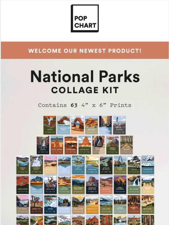 Pop Chart Lab NEW US National Parks Collage Kit Milled