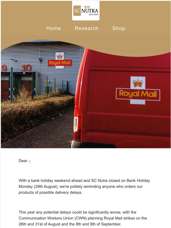 Bank Holiday Deliveries & Royal Mail Strikes