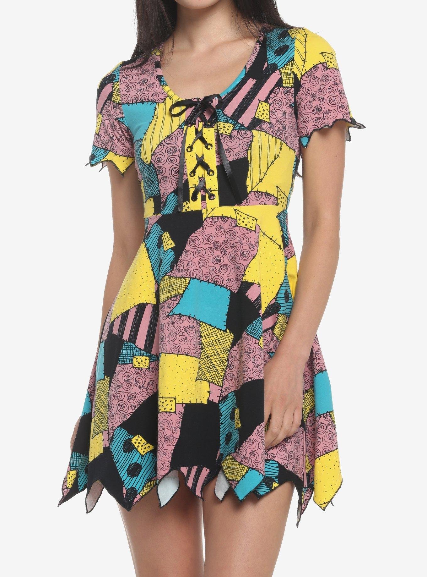 THE NIGHTMARE BEFORE CHRISTMAS SALLY PATCHWORK JAGGED DRESS