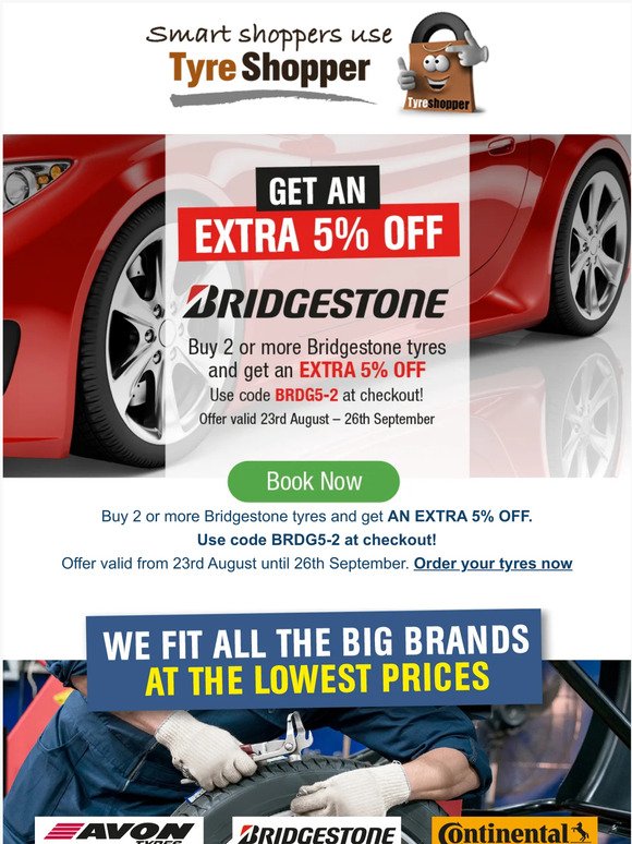 New Tyre Offers - Get an extra 5% off premium tyres!