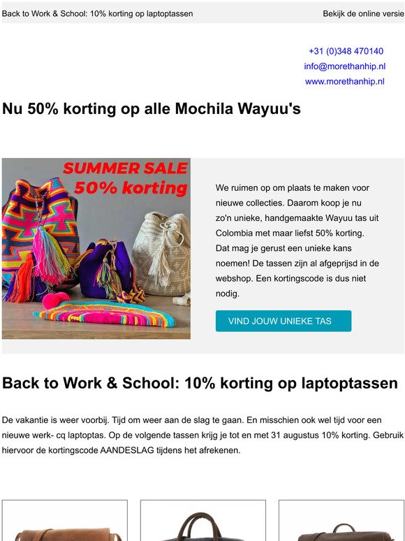 50% korting op alle Mochila Wayuu tassen