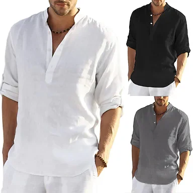 Men's 100% Cotton Non-Printing Shirt Long Sleeve Tops Business Elegant Daily