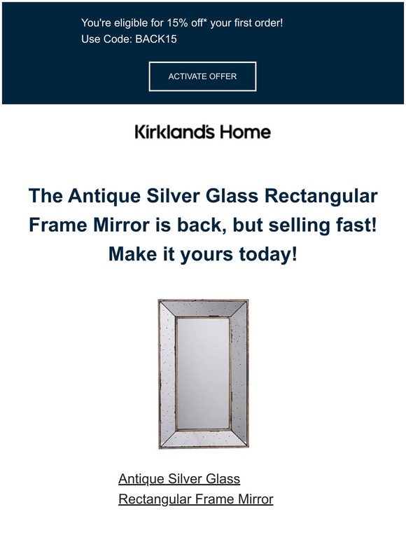 Kirkland's Home ⚡ Reminder The Antique Silver Glass Rectangular Frame