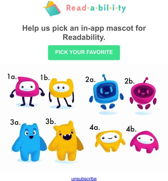 Help us pick an in-app mascot for Readability.